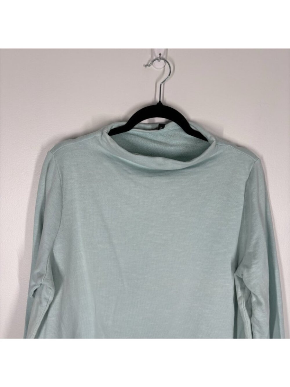 Eileen Fisher Women M Pool Blue Garment-Dyed Terry Funnel Neck Top NWOT - Picture 4 of 9